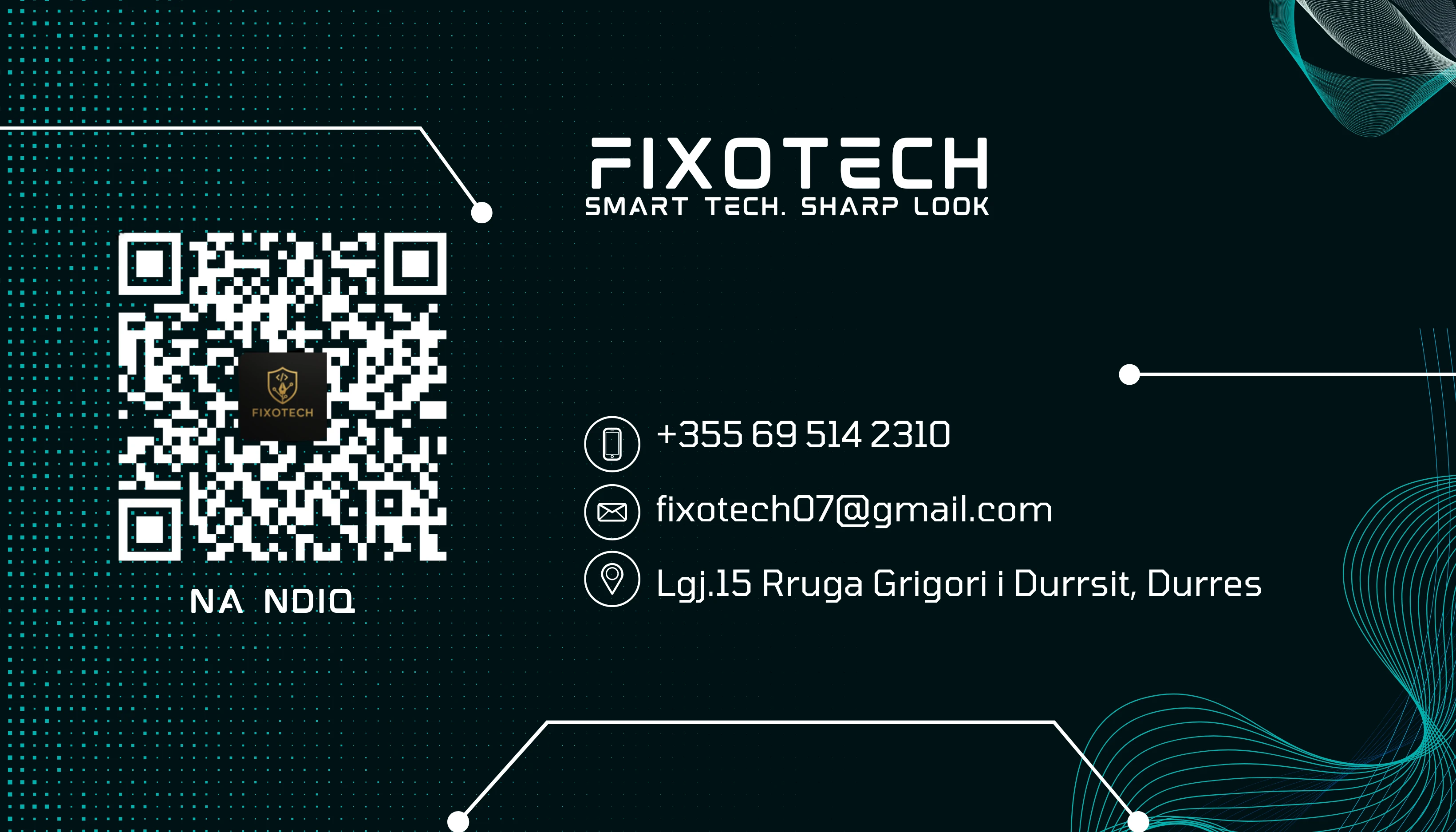 Graphic Designer – Kartvizitat e Fixotech Pas – Fixotech Durrës